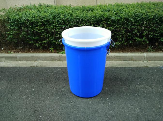 供应信息 塑胶托盘 加厚带盖塑料圆桶 160l塑料水桶 白蓝色圆形带盖储
